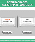 Two packages of waterproof sealant putty sachets labeled "Sealant Clay" for quick mending and wall hole repair.