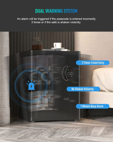 Deluxe Touch Screen Digital Safe With Biometric Fingerprint Lock Fireproof Boss Level Security Box in room setting