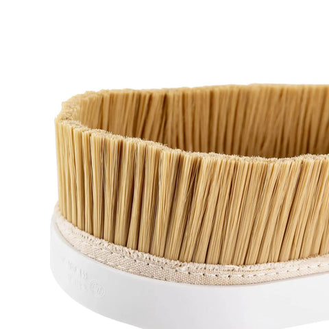 Close-up of 80Mm Spindle Dust Shoe for CNC Routers with nylon bristle brush and ABS base, universal dust cover detail.