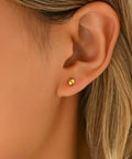 Gold Ball Stud Earrings For Women, 18K Gold Plated Stainless Steel Hypoallergenic Round Ball Studs, 2mm 3mm 4mm 5mm Size Set, Waterproof And Non Fade, Simple Yet Dope Everyday Jewelry worn on ear