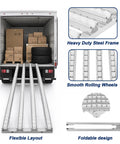 Heavy Duty Flexible Roller Conveyor System With 78 Inch Length And 15.75 In Width features galvanized steel frame and smooth wheels in cargo truck.