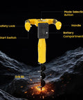 Cordless 20V Post Hole Digger With 2000mAh Battery And Charger, 550RPM Earth Auger detail view of handle and safety features