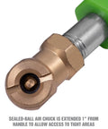 Close-up of Straight Air Chuck Tire Inflator Deflator with handle and sealed ball for 1/4 inch NPT fittings