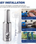 Ice Auger Drill Adapter Fits 1/2 Inch Drill Chuck Turns Hand Ice Fishing Auger Into A Cordless Power Drill Setup With 1/4 Inch Hole