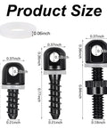 Badass Sling Swivel Studs Kit Featuring Six Heavy Duty Wood Bolt Mounts And Rifle Shotgun Tapping Screws For Dead Sure Grip on product size details including screws and washers.