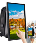 21.5 Inch Portable Lcd Backpack Signboards For Street Marketing Fly Setup Crisp Hd Touchscreen Digital Adboard displayed outdoors.