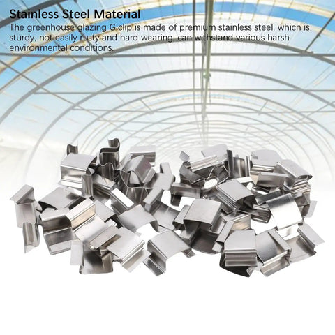 Greenhouse Glass Clamps Stainless Steel Sprung G Clamp Set 50Pcs Plant Fasteners For Climbing Vines Garden Holder Glazing Clips, steel clamps