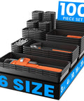 Six Sizes 100 Piece Tool Box Organizer Tray Set for Drawer and Garage Storage Black Plastic Divider System