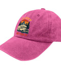 Rose red cap with "I'm Sexy And I Tow It Vintage Funny Camping RV Camper Truck Hats For Men With Adjustable Straps Outdoor Adventure" design.