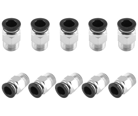 10 Pack Push To Connect Pneumatic Fittings 8mm Tube OD To One Quarter Inch NPT Male Straight Quick Connect For Air Hose