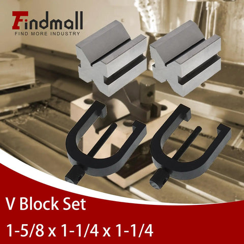 Heavy Duty Hardened Steel V Block With Clamp Set For Machinists Built Tough Pro Grade For Precise 0.0002 Inch 90 Degree Angles And Square Workpieces 1 5/8 By 1 1/4 By 1 1/4 Multi Use Gauge In Wooden Case. hardened steel V block with clamp, 1-5/8 x 1-1/4 x 1-1/4