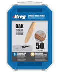 Kreg oak solid-wood pocket-hole plugs, 50-count, in blue plastic storage case