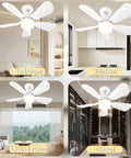 Easy Peasy 19 Inch Screw In Ceiling Fan Light Kit With Remote Control Dimmable Led Bulb And Sleek Five Blade Design in bedroom, kitchen, living room, and closet.