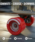 90mm 78A Red Electric Skateboard Wheels For Longboards And Cruisers, smooth glide, stable ride, on wood surface