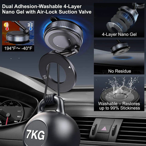 Vacuum Magnetic Car Phone Holder For MagSafe Hands Free 360 Degree Rotatable Mount With Solid Suction On Glass Dash