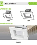 Diagram showing 12 Pack 6 Inch LED Square Recessed Lights With Integrated Junction Box 3000K Warm White 15W 950LM and baffle trim