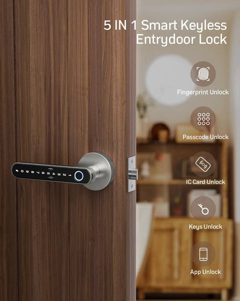 Smart Keyless Entry Door Lock With Rapid Biometric Scan And No Sweat Remote Access Powering A Legit Fingerprint Handle For Super Quick Bedroom Home Security And Zero Stress Living