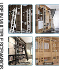 Super Sturdy Retractable Sliding Ladder Track Hardware Kit For Heavy Duty Steel Floor Roller Mobile Ladder System, 300 Cm Track in library, living, storage, and cloakroom scenarios.