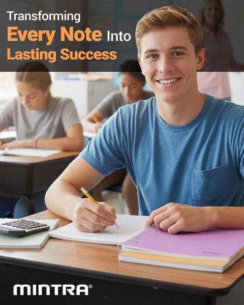 Student in classroom holding Spiral Notebook Wirebound 1 Subject College Ruled Journal With 70 Sheets Of 56 Gsm Paper 8 By 10.5 Inch