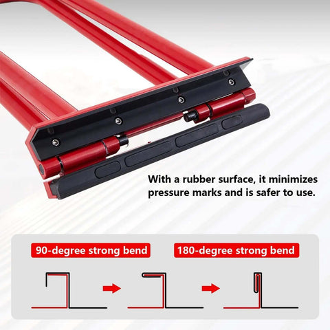 Heavy Duty Hand Seamer for lock stand seam roofing tool with rubber grommets and seam bending illustration