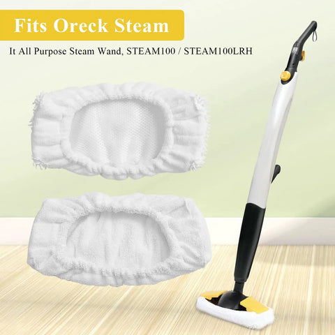 Reusable Mop Pads Replacement For Oreck Steamer Mop Washable Mop Head 6 Pack Compatible With Steam100 And Steam100LRH shown with steam mop