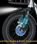 Three Wheel Folding Electric Trike For Adults With 700W Peak Power And 468Wh Removable Battery Fat Tire 18 Inch Step Thru E Trike Large Basket For Women And Men Ride Ready front wheel with dual disc brake and suspension