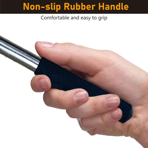 Hand holding 40 Inch Telescoping Magnetic Pickup Tool With 35 Lb Pull Extendable Heavy Duty Magnet Stick, focusing on rubber handle