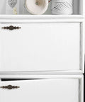 Drawer with Old School Antique Style Zinc Alloy Cabinet Handles 6 Pack Medium Large Single Hole Drawer Pulls in vintage bronze finish.