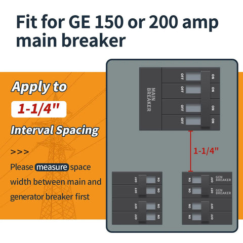 Interlock Generator Kit For 150 Or 200 Amp Main Breaker Panels Fits One And One Quarter Inch Space On Main And Branch Boxes UL Tested