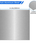 Six Pack 5052 Aluminum Sheet Metal 12x12 Inch Flat Plate 0.02 Inch Thick With Protective Film shown front view with dimensions.