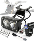 3 Inch White 6000 6500K Headlight Kit with Spot Flood Beam for Dirt Bikes and Electric Motorcycles front view with switch and hardware