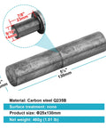 Beefy Heavy Duty Weld On Barrel Hinges For Gates And Trailers Five And One Eighth Inch By One Inch With 360 Degree Rotation Carbon Steel Q235B Four Pack For Trailer Ramp Doors And Metal Gates, showing dimensions and material specifications.