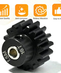M1.5 16T Pinion Gear With 8mm Bore And 8mm To 5mm Shaft Adapter Sleeve, beefy chromium steel motor gear for RC cars
