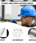 Worker using 200 Pack Dot Inspection Stickers And Heavy Duty Adhesive Labels 6 By 3 Inches For Equipment Maintenance.