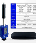 Leeb Hardness Tester Pen Type Portable Metal Hardness Tester 7 In 1 HL HV HB HRC HRB HRA HS With Durable ABS Housing And Tungsten Carbide Tip Easy One Hand Operation For Metal Parts, blue case and display
