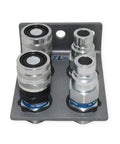 TL23B-4 front view: 4-piece 1/2 in hydraulic quick-connect coupler set with flat-face fittings on mounting plate
