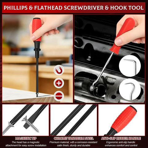 12 Piece Nail Puller And Trim Removal Tool Kit Including End Cutting Pliers Baseboard Tool Cat's Paw Nail Puller Car Clip Remover Tools Pry Bar Staple Remover Tool Carpet Cutter And Hook Tools For DIY Auto And Home Repair, red handle screwdriver set