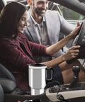 12V Car Heated Travel Cup Insulated Stainless Steel Thermos Mug 450ml Portable Water Heater used in car interior