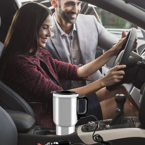 12V Car Heated Travel Cup Insulated Stainless Steel Thermos Mug 450ml Portable Water Heater used in car interior