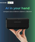Hand holding Jetson Orin NX Edge AI Powerhouse For On Device AI Up To 100 TOPS In A Tiny Pack, showcasing compact size.