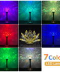 Colorful LED Lotus Flower Lamp With 7 Color Changing Crystal Buddha Light For Cabinet And Altar Decor Light Control Night Light 110V US Plug 10 Inch For A Dope Vibe, displaying multiple color options in a grid layout.