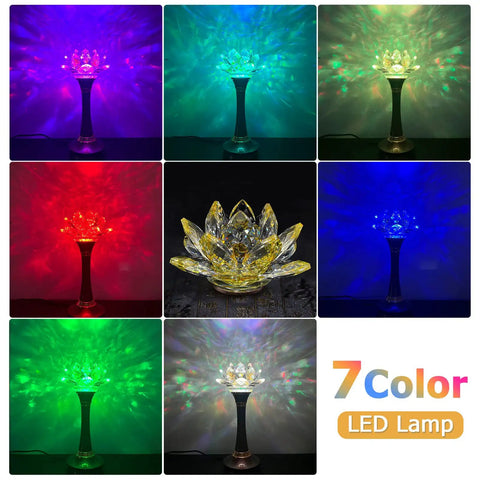 Colorful LED Lotus Flower Lamp With 7 Color Changing Crystal Buddha Light For Cabinet And Altar Decor Light Control Night Light 110V US Plug 10 Inch For A Dope Vibe, displaying multiple color options in a grid layout.