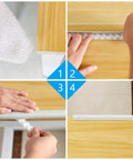 Installation of Baby Proof Corner Guards And Edge Protectors Set 8 Pack Soft Silicone Cushions on wooden table edges