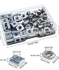 Beefy M5 T Nut Set For 6mm T-Slot Aluminum Extrusion, 100 Pcs Dual Type Slide-In And Hammer Head Drop-In T Nuts, carbon steel, packaging