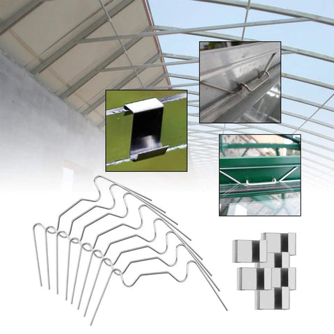All In One Greenhouse Repair Kit With Stainless Steel Glazing Clips And Fixing Clips, 100 Pcs Total, Includes 50 W Glazing Clips And 50 Z Fixing Clips For Glass, Polycarbonate And Acrylic Panels, 1.1Mm Glazing Clip Thickness And 0.4Mm Fixing Clip