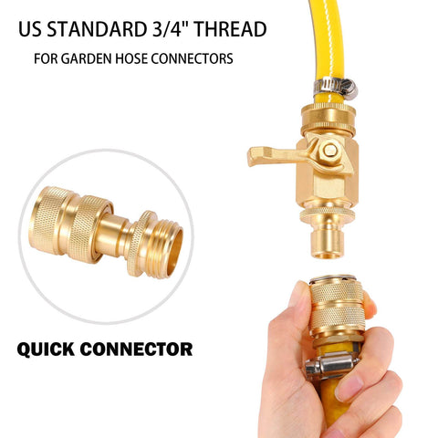 Brass Garden Hose Quick Connect Set Three Quarter Inch Male And Female Connectors for hoses, faucets, and pressure washers.