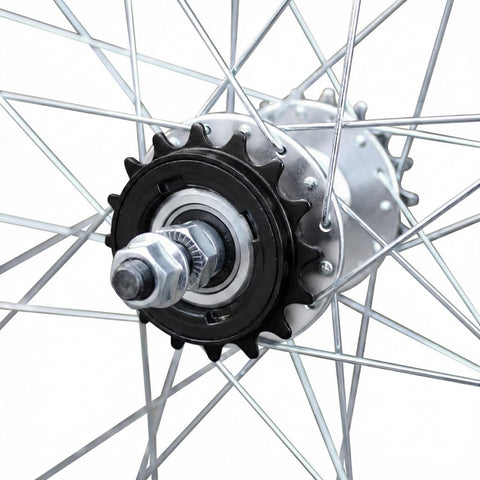 16T Single Speed Bicycle Freewheel Half By Eighth Inch Threaded Type Black Replacement Part installed on rear hub