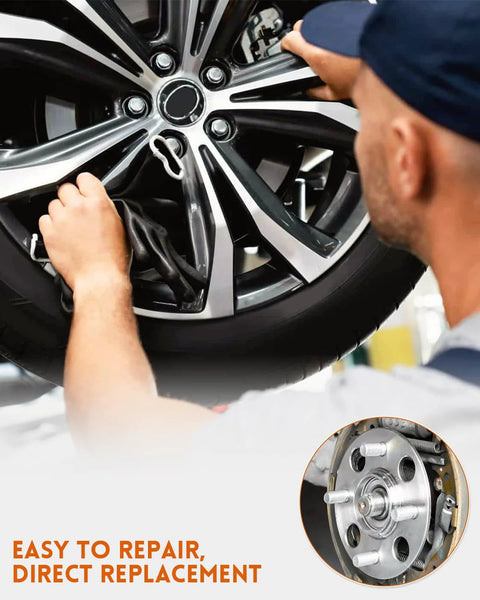Mechanic installing Front Wheel Hub Bolt 926 173 Replacement for Jeep Grand Cherokee 1999 to 2004 and Wrangler 2007 to 2018