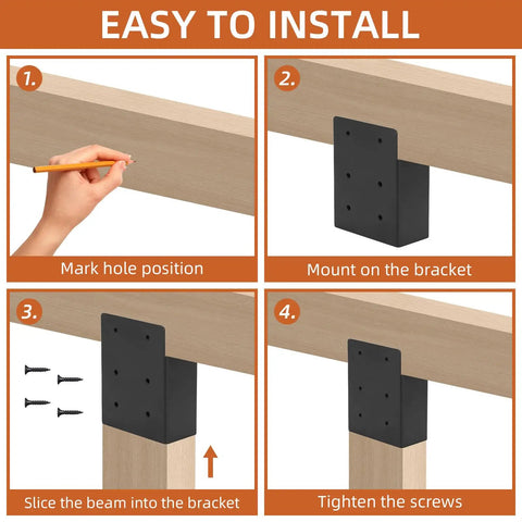 Rugged Heavy Duty 2x4 Pergola Brackets Set With Privacy Wall And Post Rafter Connectors Steel Frame With Black Powder Coat Includes Screws Built For DIY Pergolas Deck Railing 8 Pieces