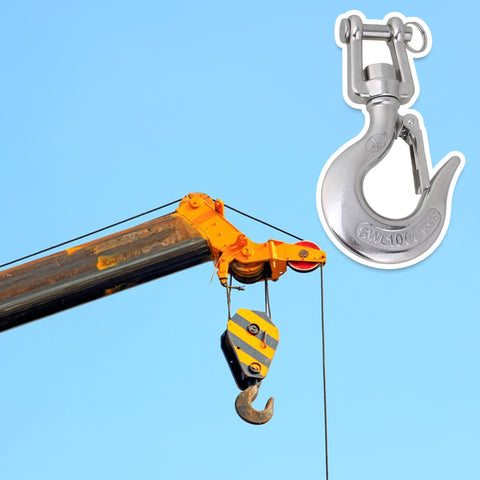 304 Stainless Steel American Type Swivel Lifting Clevis Chain Hook With Latch, 360 Degree Rotation, 1000Kg heavy duty crane use